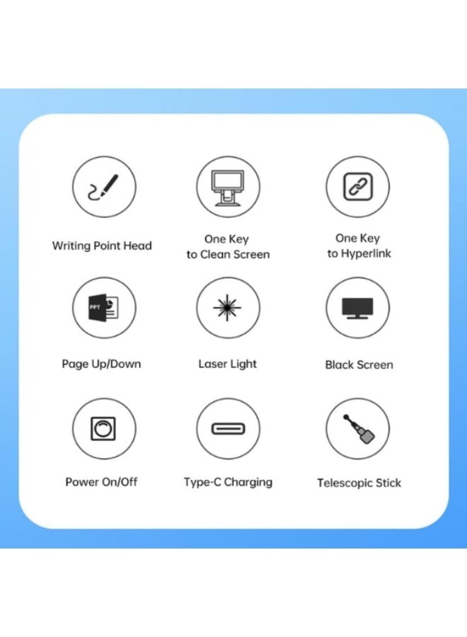 مؤشر عرض لاسلكي، مع قلم إلكتروني 2 في 1 للشاشات التي تعمل باللمس، اتصال لاسلكي ثابت بتردد 2.4 جيجاهرتز، شاشة رقمية واضحة، مناسب لعروض PowerPoint والاجتماعات والمكاتب والتدريس. - Image 5